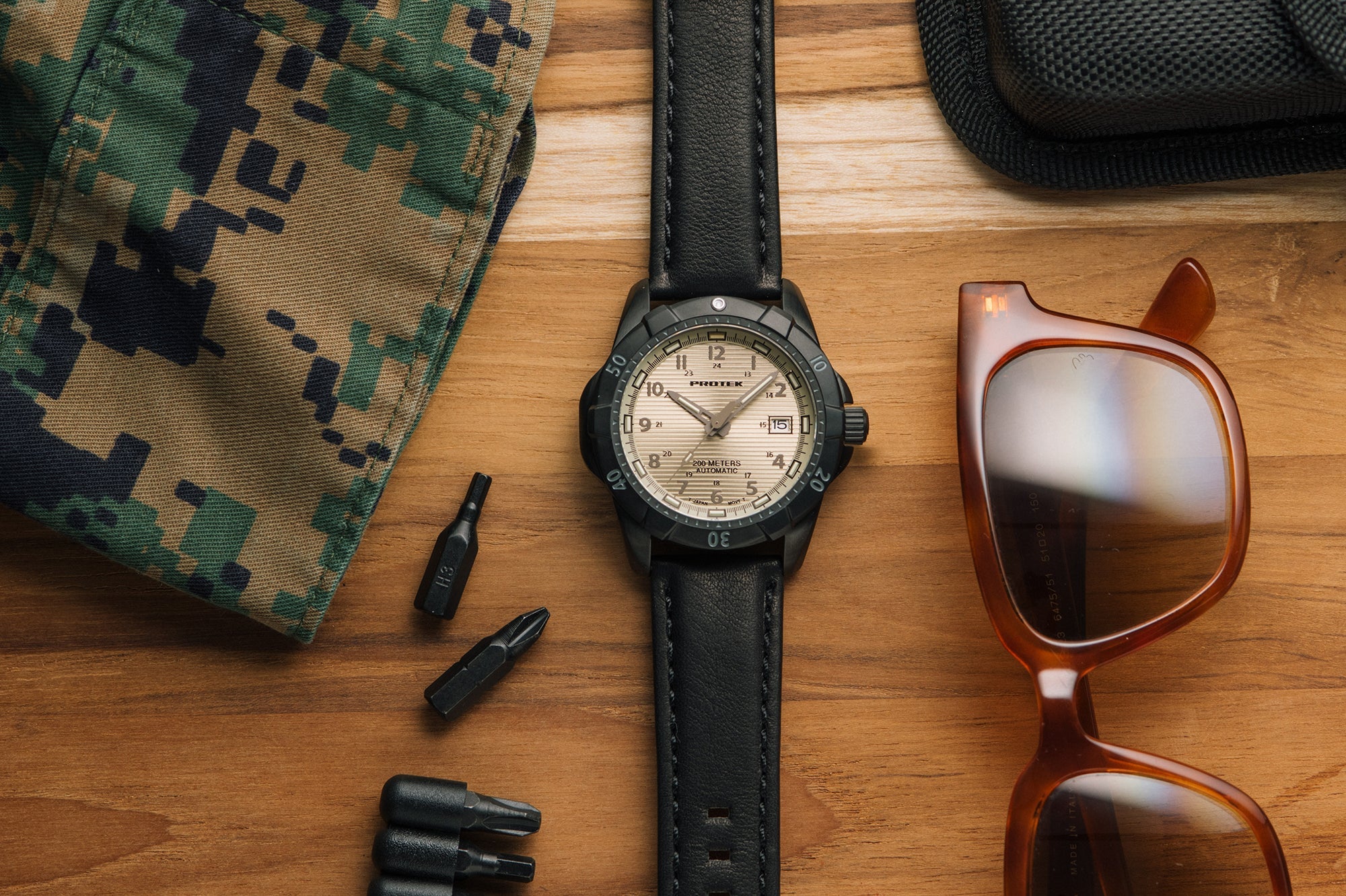 ProTek Automatic Black Steel Dive Watch (42mm) PT2217