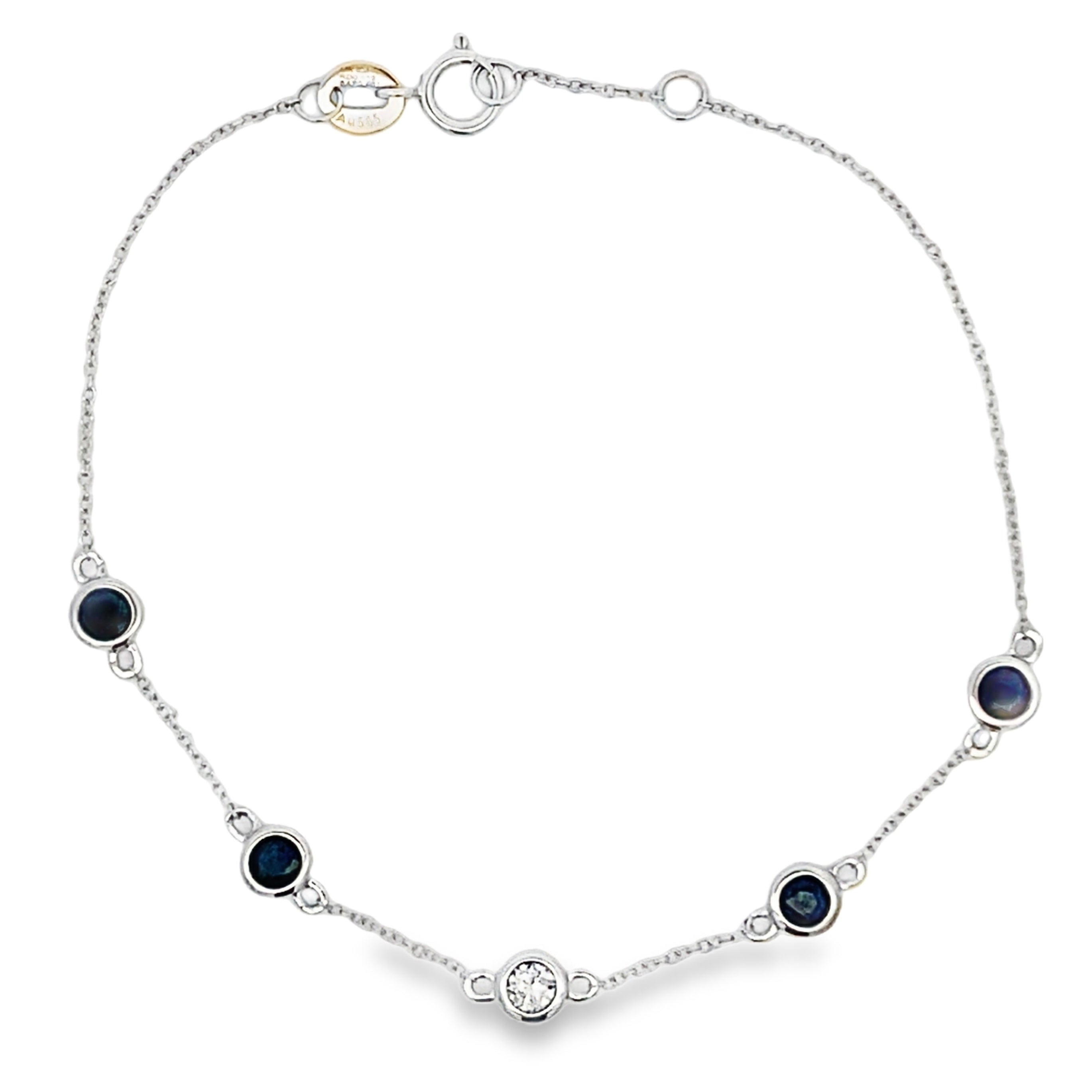 .67ct Sapphire Diamond Bracelet 14KT White Gold