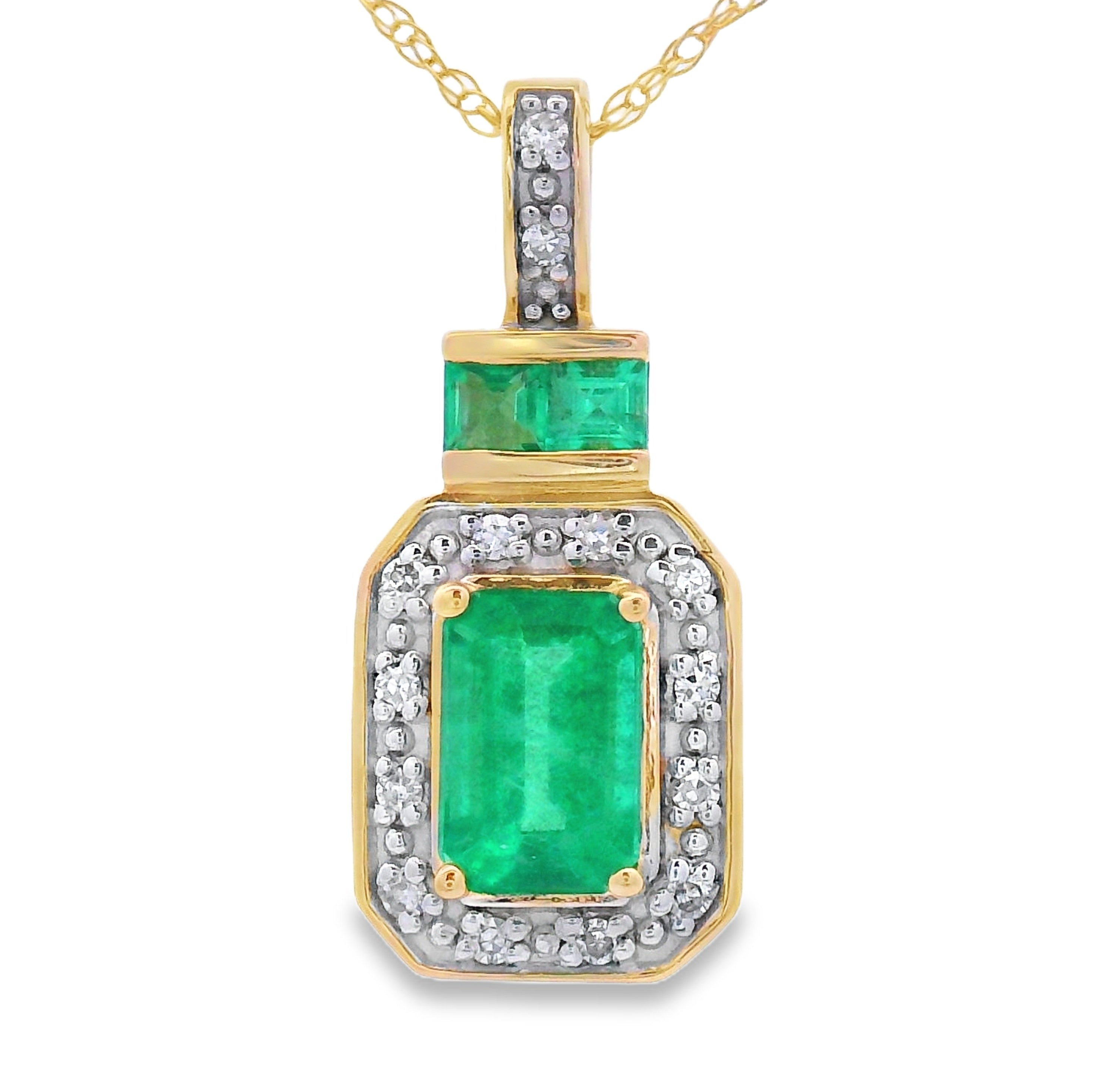 .64ct Emerald Diamond Fashion Pendants 14KT Yellow Gold