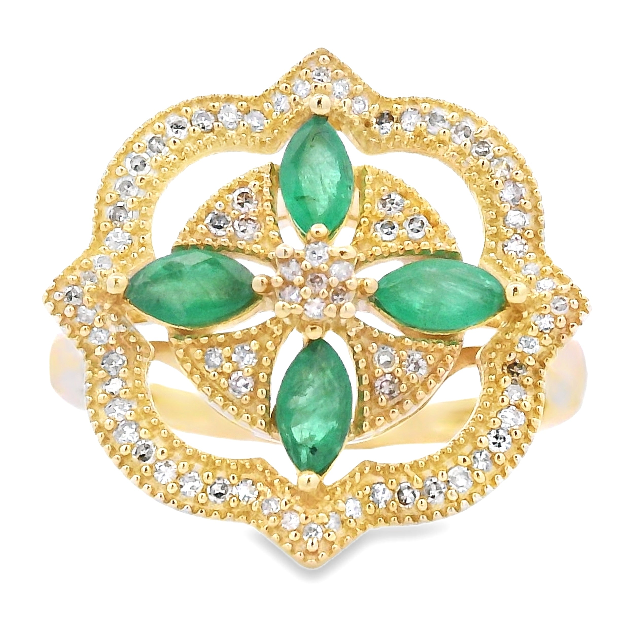 .69ct Emerald Diamond Ring 14KT Yellow Gold