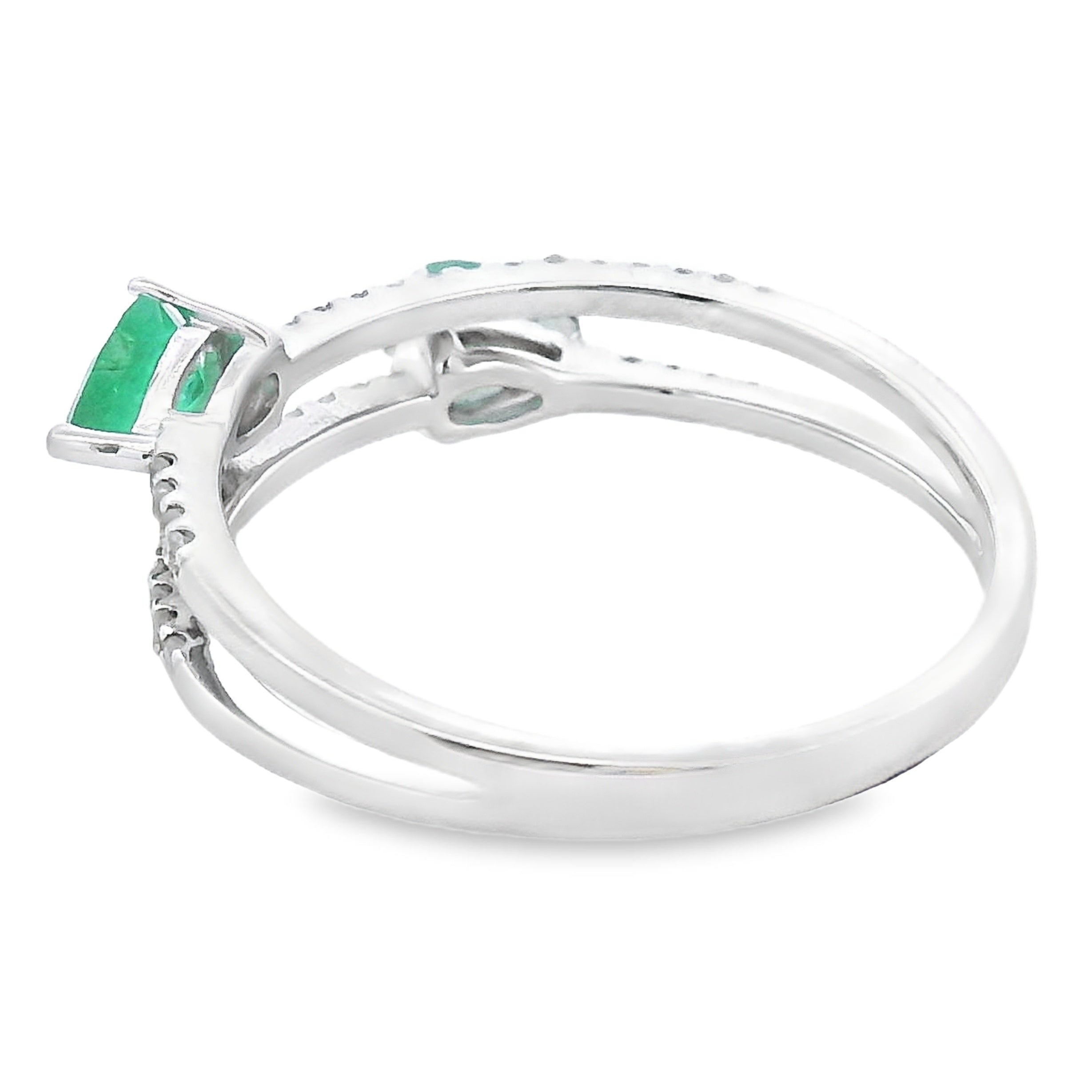 .50ct Emerald Diamond Ring 14KT White Gold