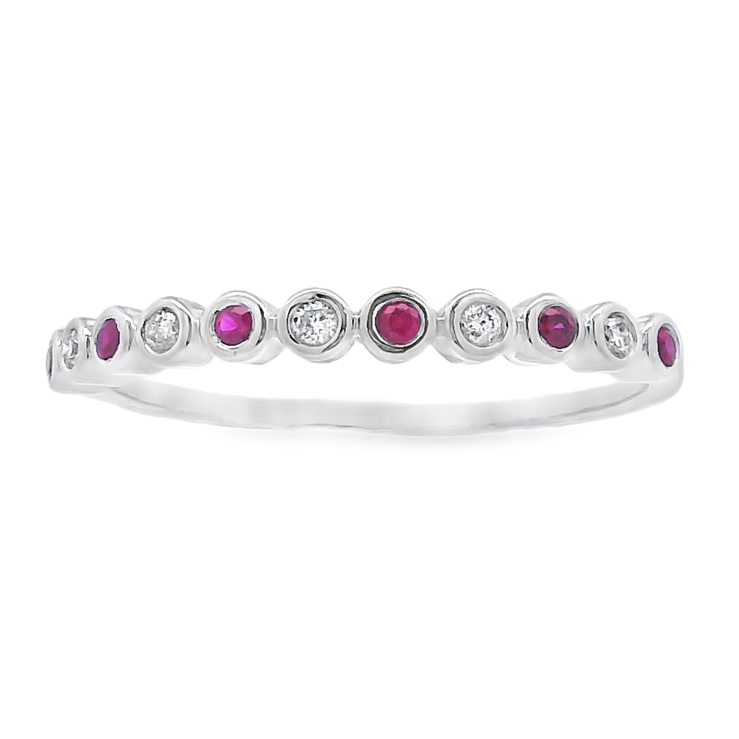 .13ct Ruby Diamond stackable band set 14KT White Gold