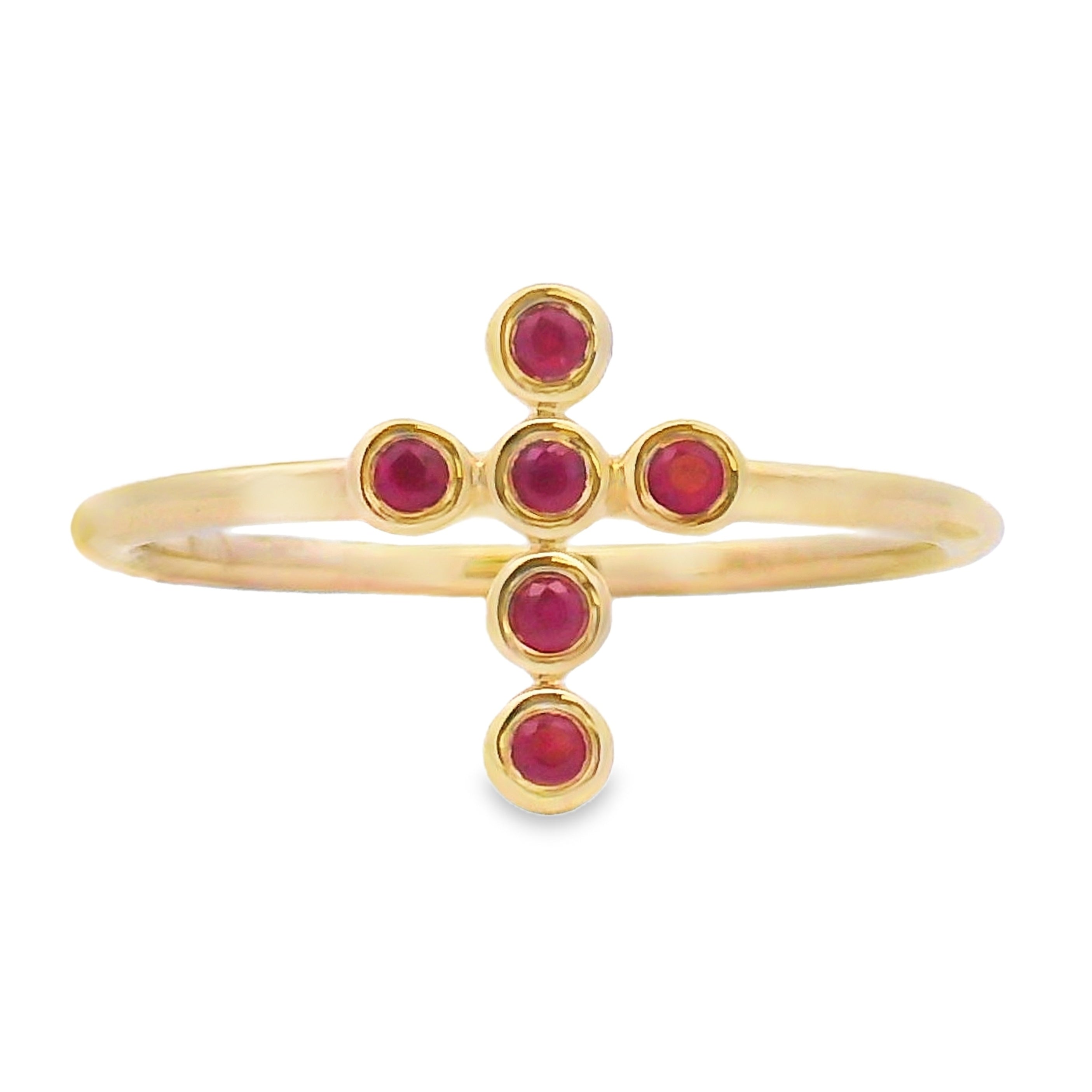 .12ct Ruby Cross Ring 14KT Yellow Gold