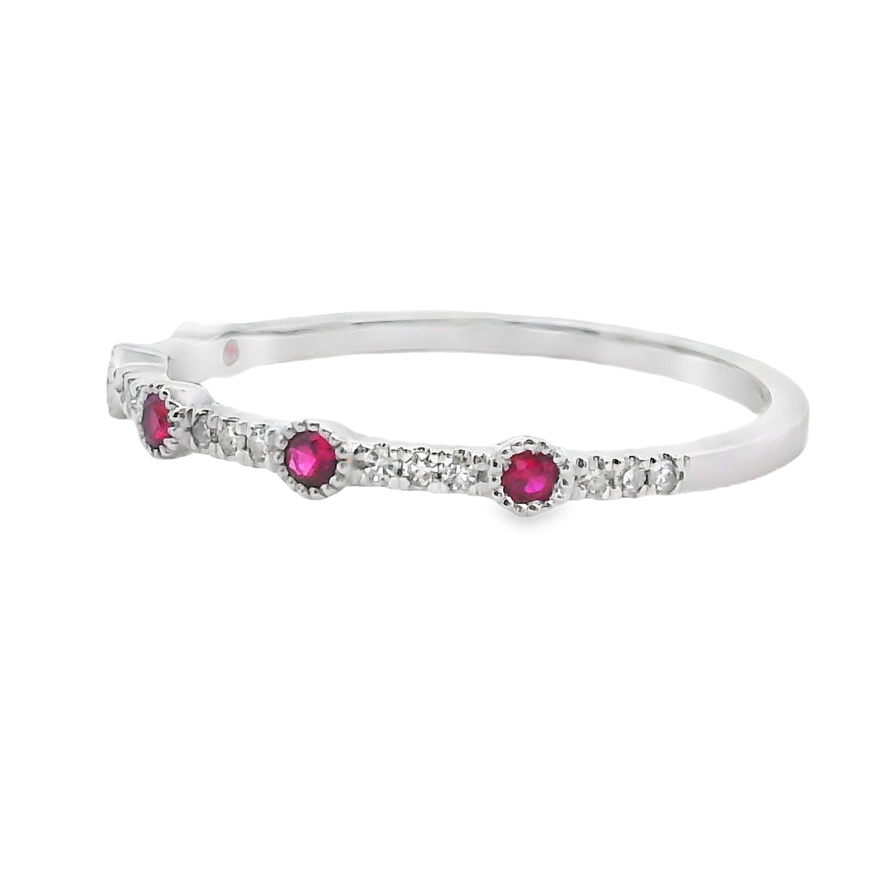 .16ct Ruby Diamond stackable band set 14KT White Gold