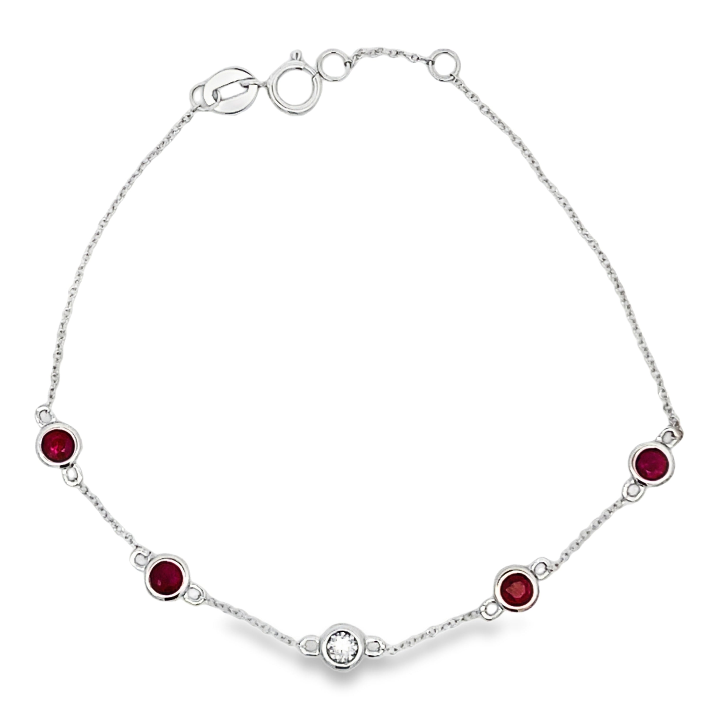 .66ct Ruby Diamond Bracelet 14KT White Gold
