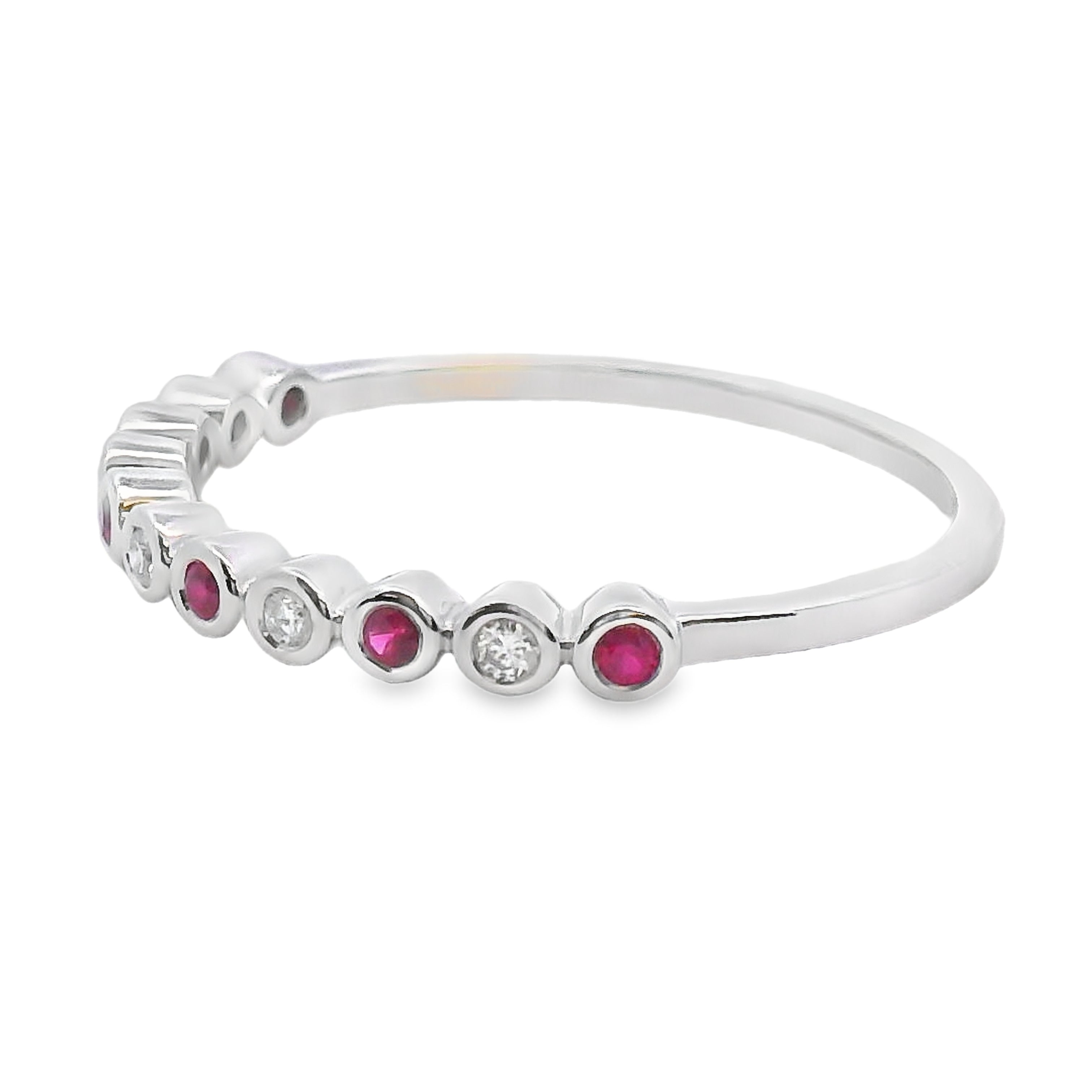 .13ct Ruby Diamond stackable band set 14KT White Gold