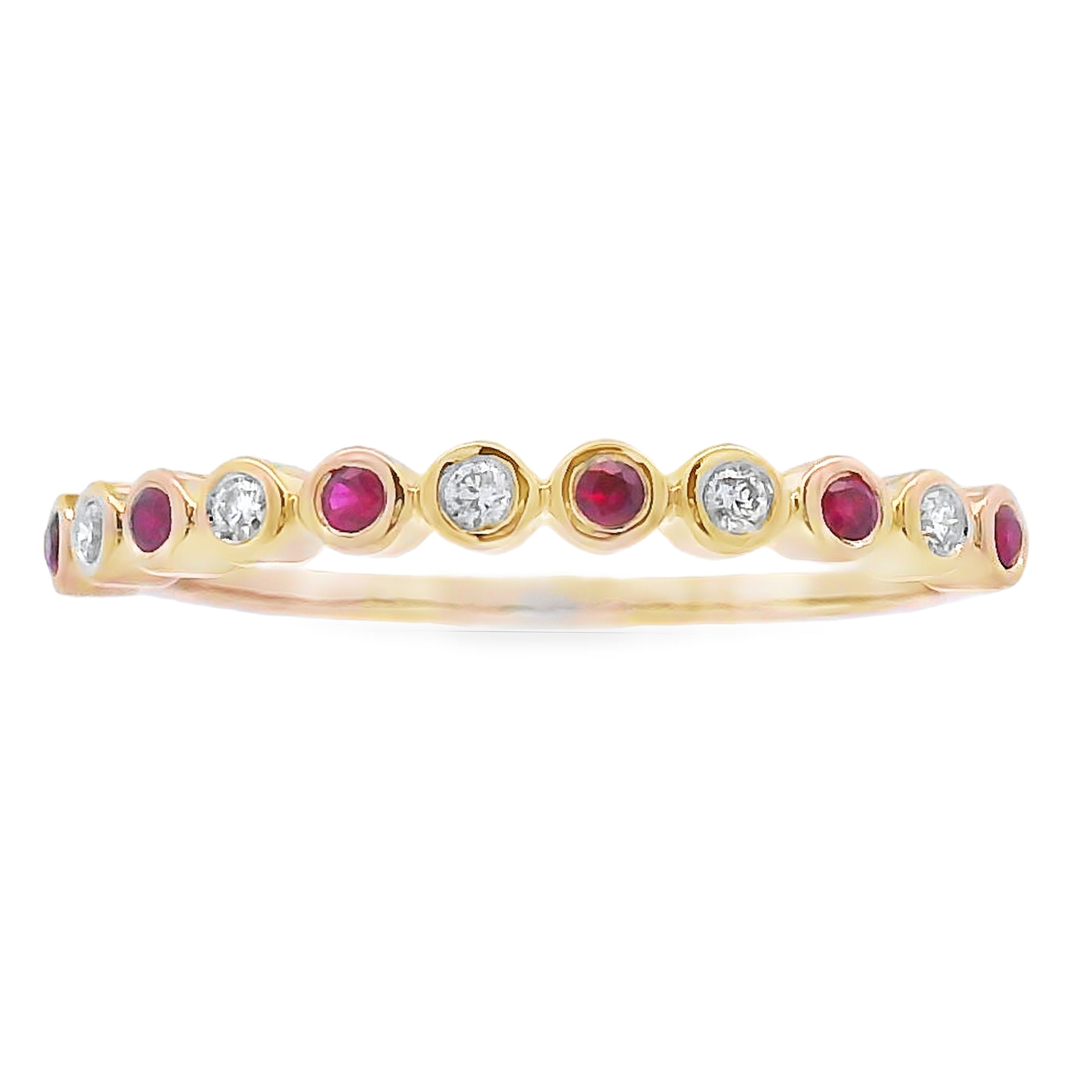 .13ct Ruby Diamond stackable band set 14KT Yellow Gold