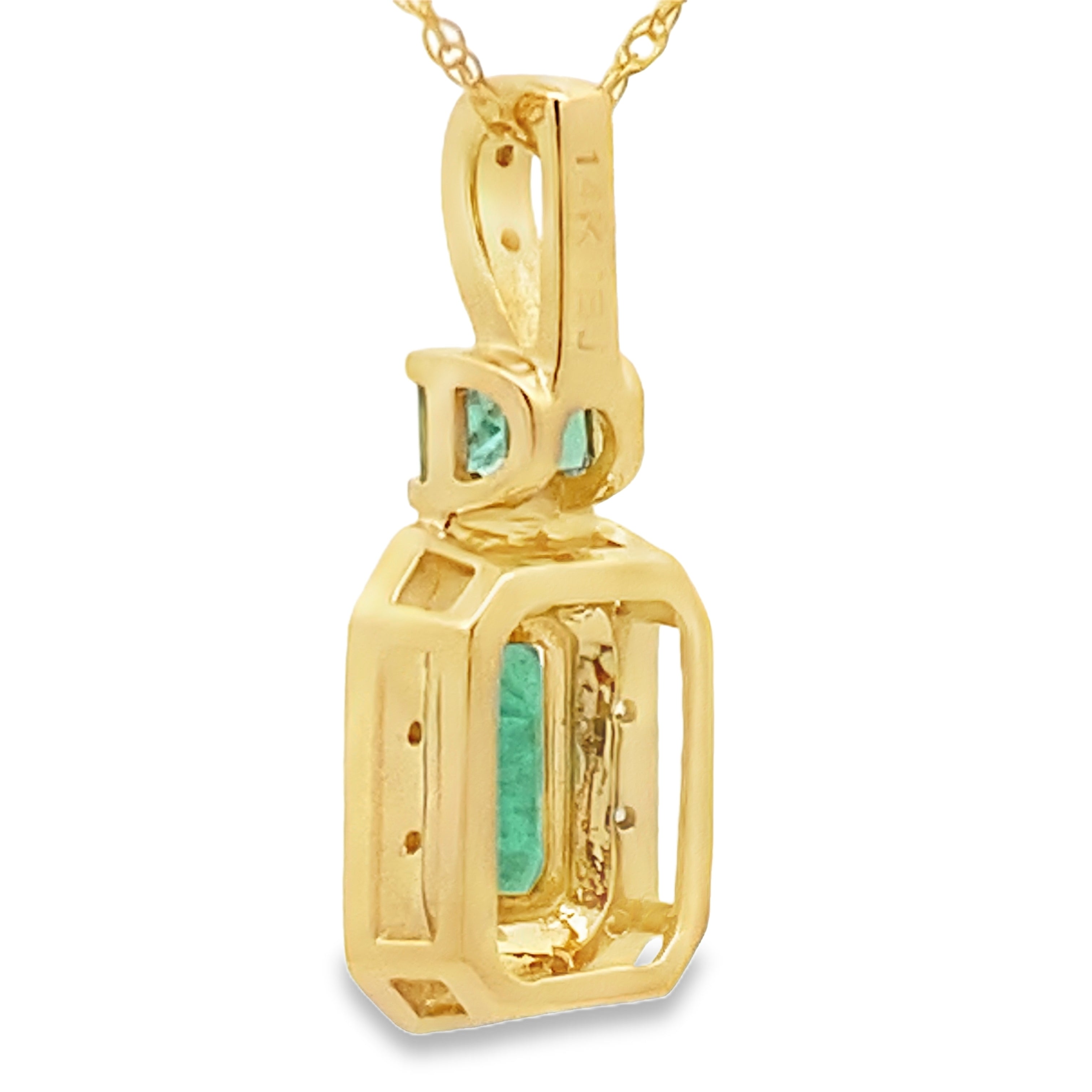 .64ct Emerald Diamond Fashion Pendants 14KT Yellow Gold