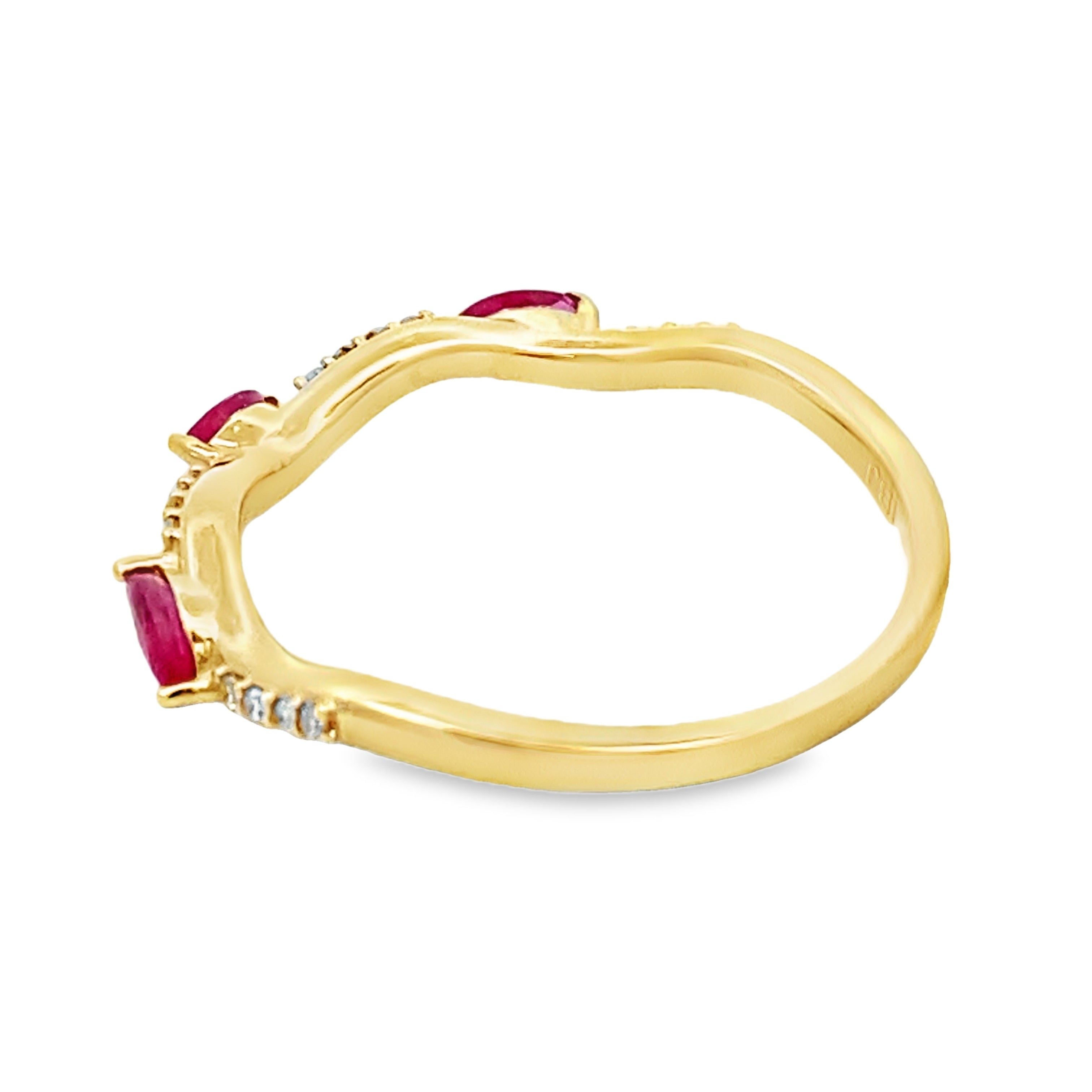 .21ct Ruby Diamond stackable band set 14KT Yellow Gold