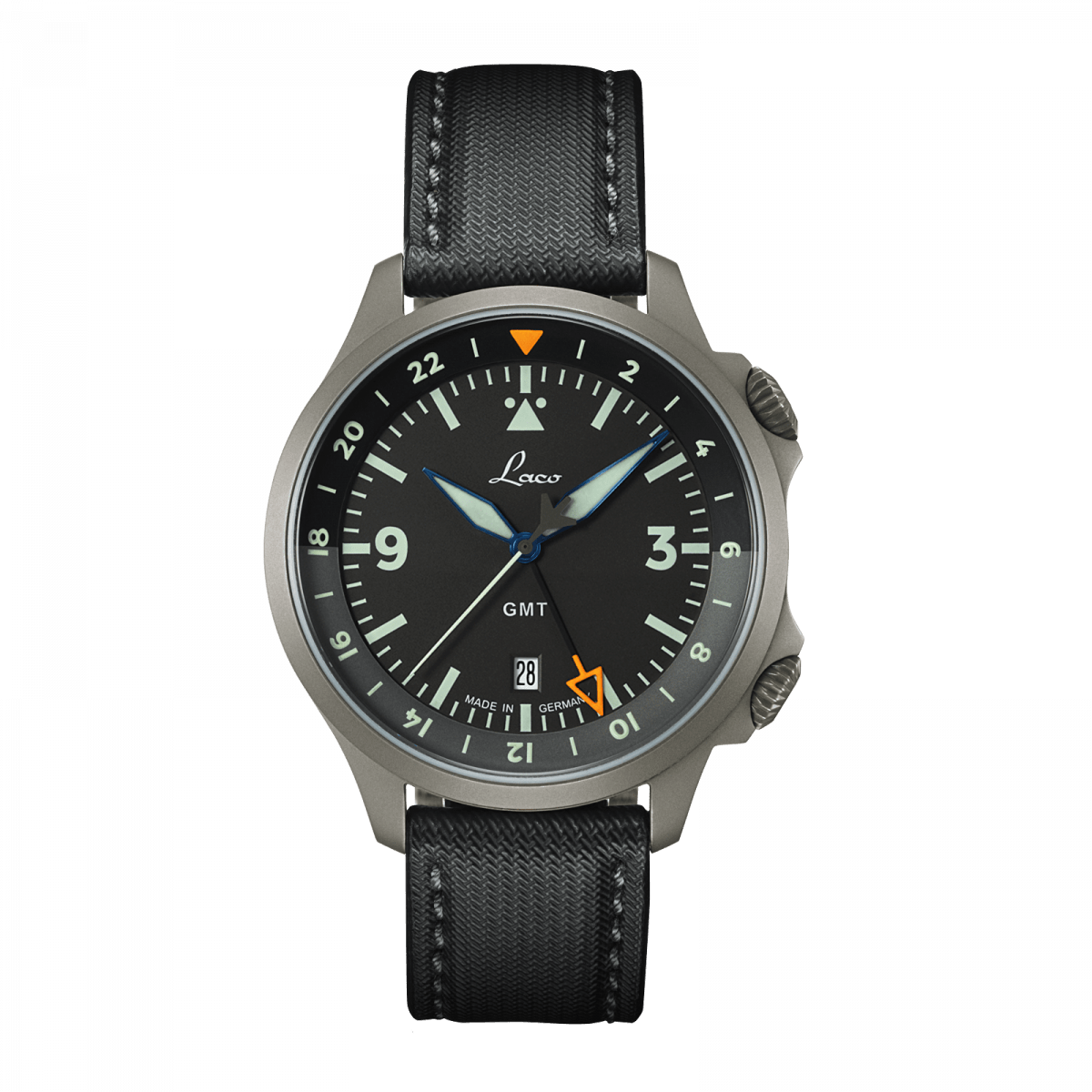 Laco Pilot Watch Frankfurt GMT Schwarz 43mm Automatic 862120.2