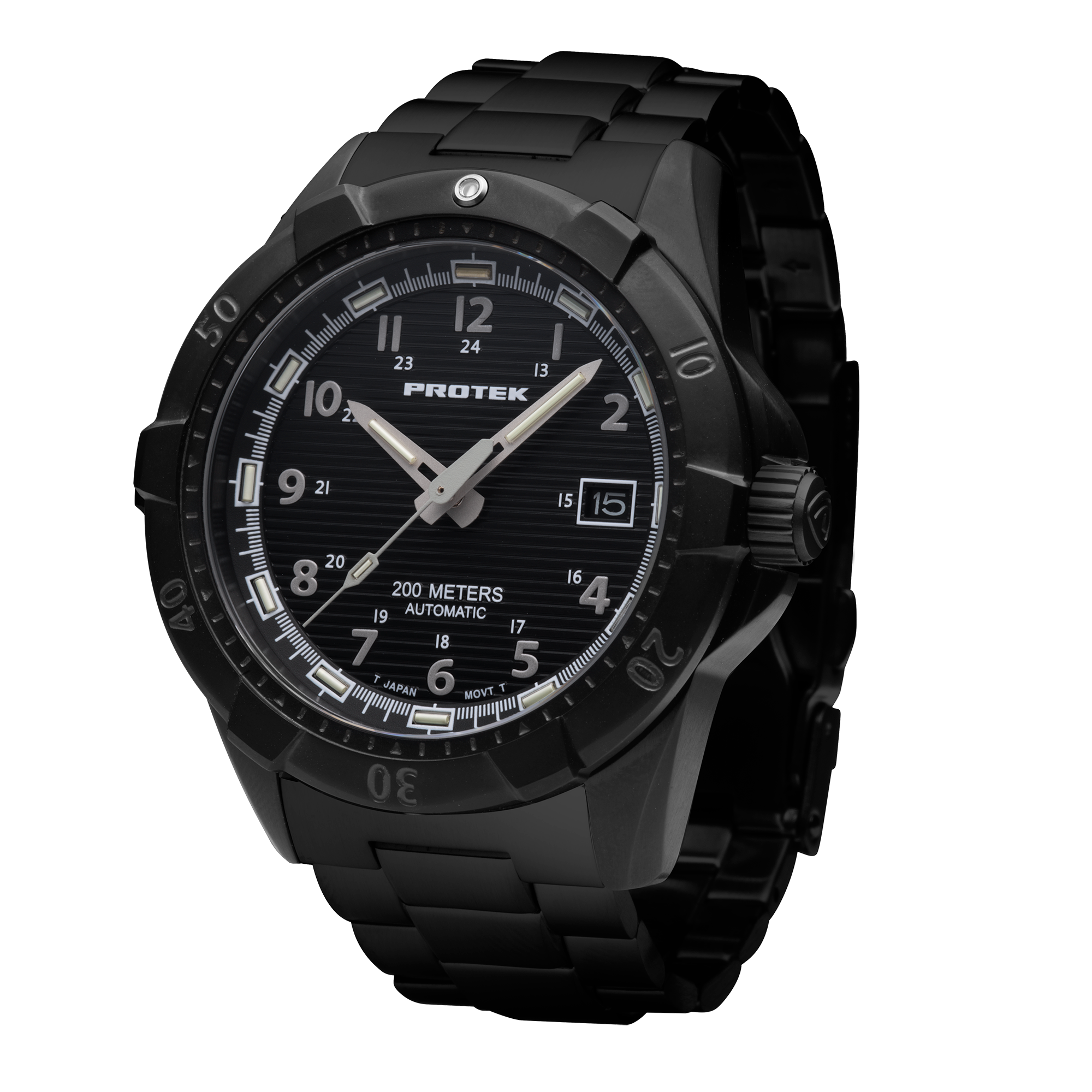 ProTek Automatic Black Steel Dive Watch (42mm) PT2202BR