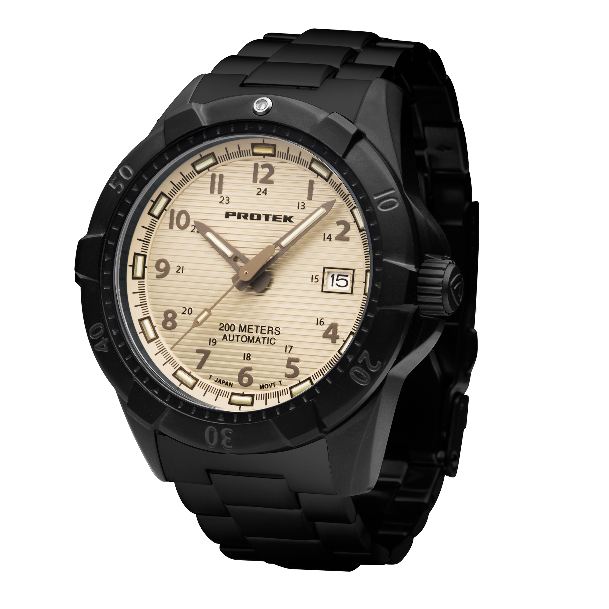 ProTek Automatic Black Steel Dive Watch (42mm)  PT2217BR