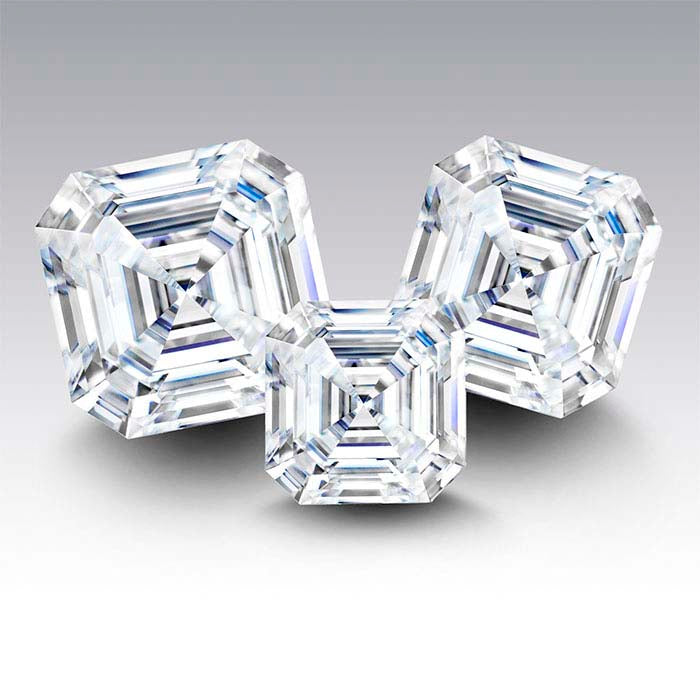 Charles & Colvard® Forever One™ Moissanite Asscher Cut Faceted Stones, Colorless