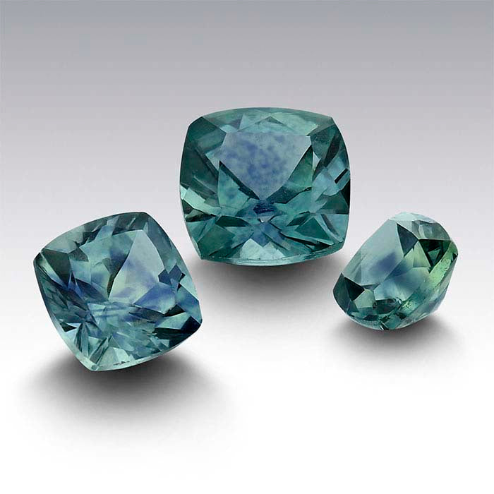 American Mined™ Teal Montana Sapphire™ Cushion Faceted Stones